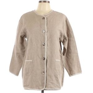 J.Jill 100% linen beige Jacket button down cardigan linen SIZE MEDIUM